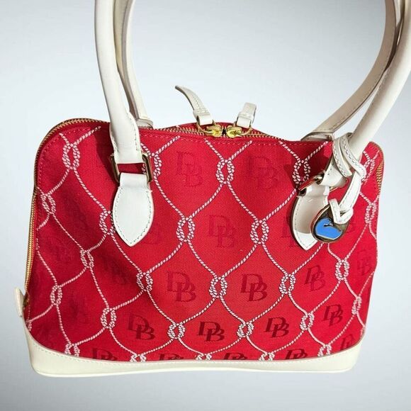 Dooney & Bourke Authenticated Red Canvas / Cream Leather  - Excellent Condition - Picture 6 of 10